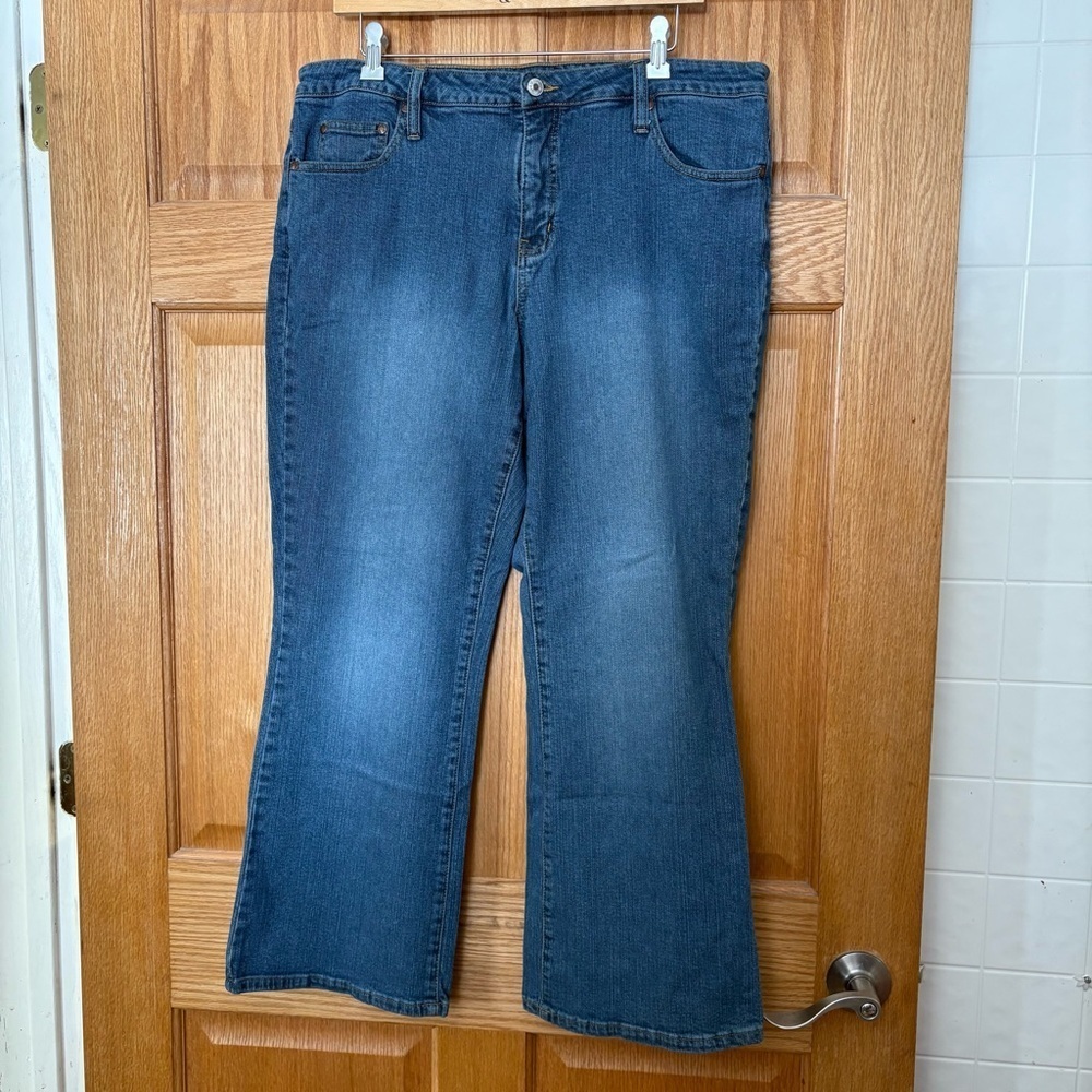 Vtg L.A. Blues Womens Stretch Jeans 18WS 18 WS Wide Short Med Wash Hi Rise 36x28